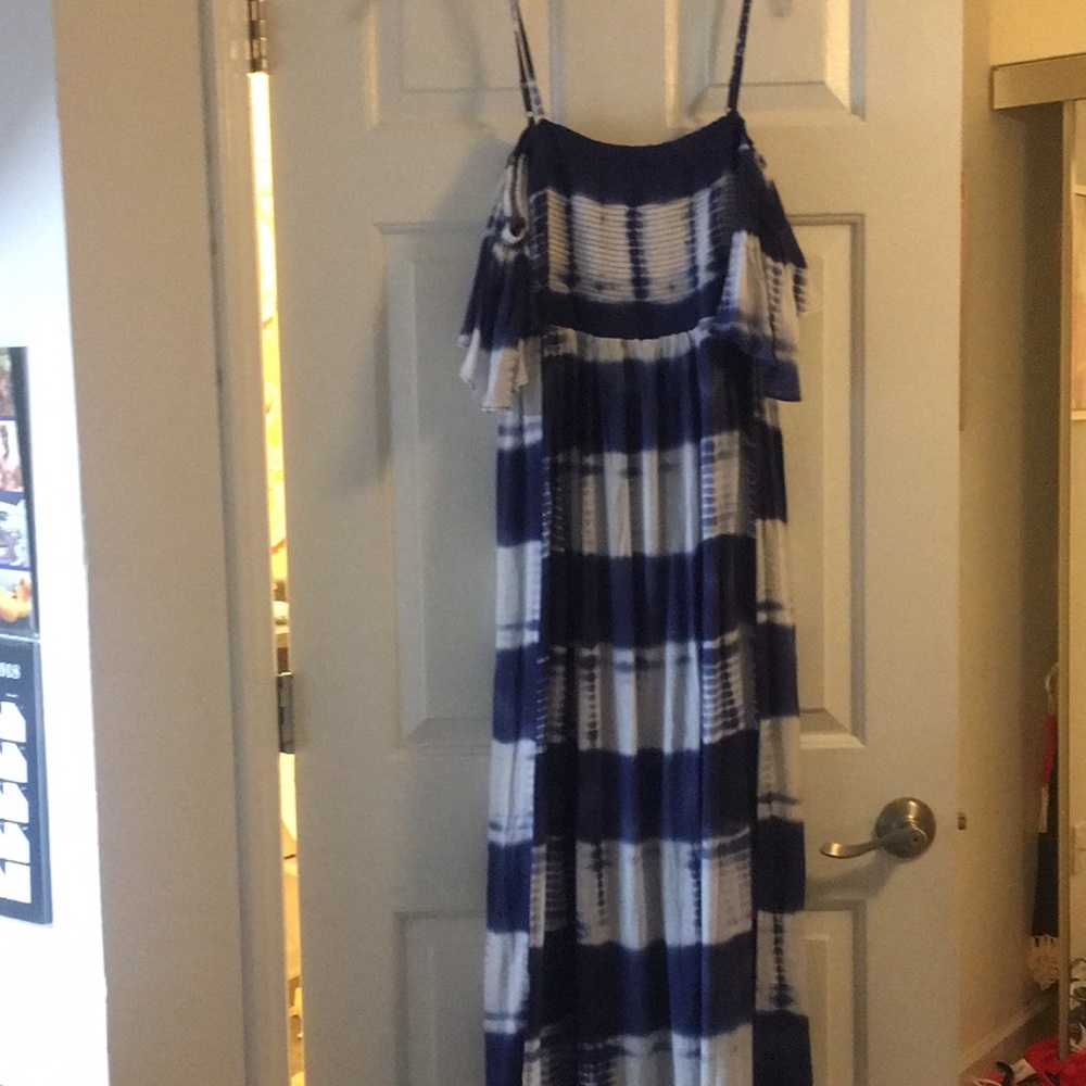 Tie-dye Maxi Dress, cold shoulder style